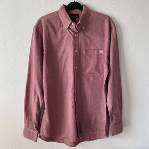 Timberland Shirt  Size L Men's Long Sleeve Button Down 100% Cotton Red